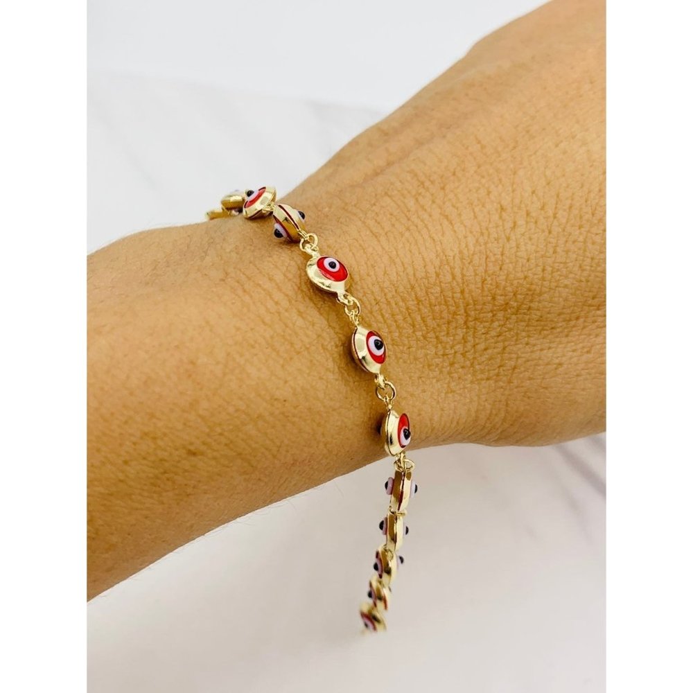 ❤️ Real 14k Gold Bracelet Evil Greek eye   ❤️ 7”